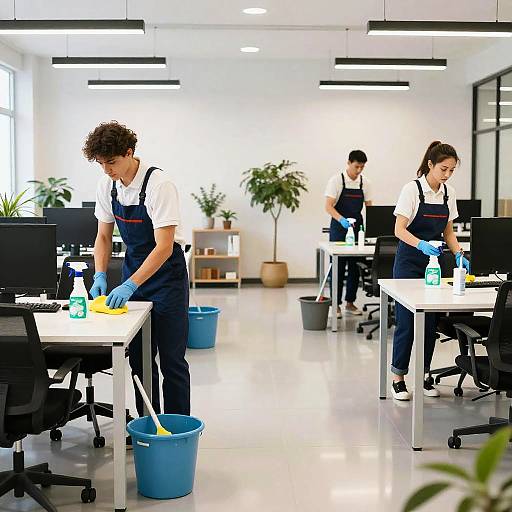 Eco-Friendly Cleaning Team in Office