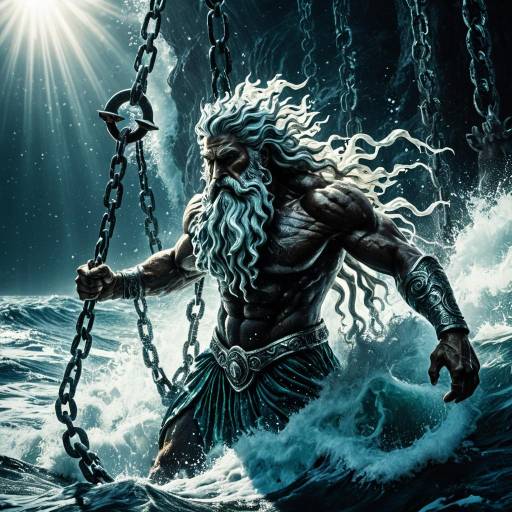 Poseidon Pulling Chains Underwater