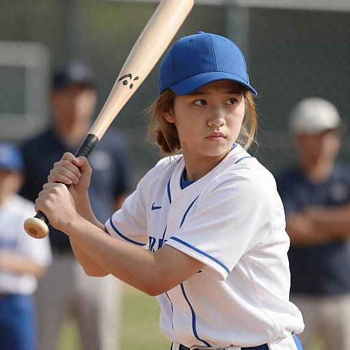 Young Woman Baseball Player Ready to Bat