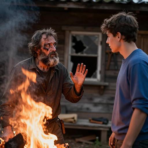 Dramatic Encounter in a Rustic Setting