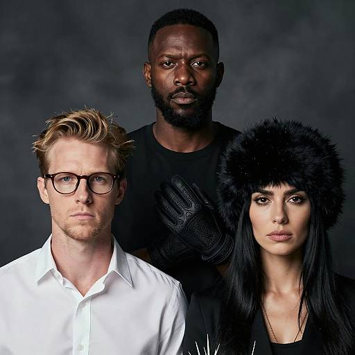 Serious Trio Portrait with Dark Background