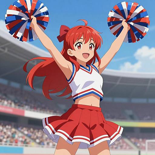 Energetic Cheerleader Anime Character Illustration
