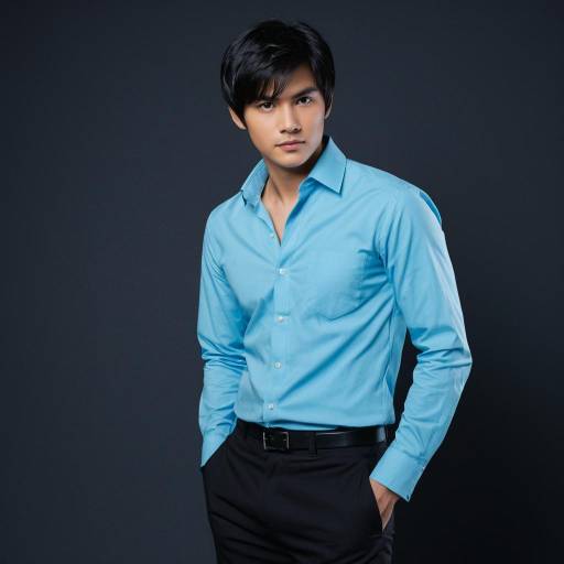 Confident Young Man in Light Blue Shirt