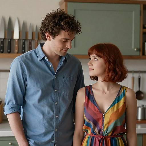 Warm Kitchen Scene with Couple