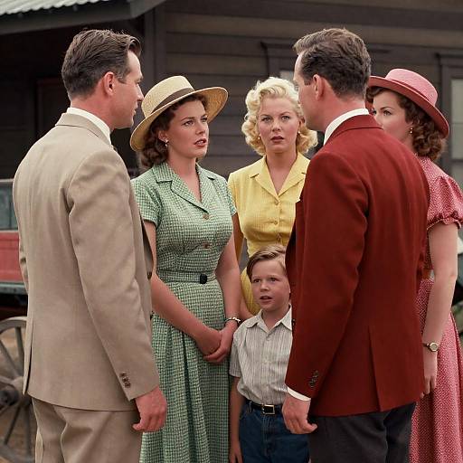 Vintage 1940s Group Conversation Outdoors