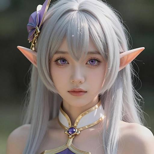 Photorealistic Silver-Haired Ulzzang Girl Full-Body Outdoor Portrait