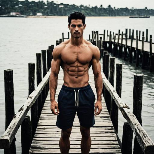 Confident Latin Man on Wooded Pier