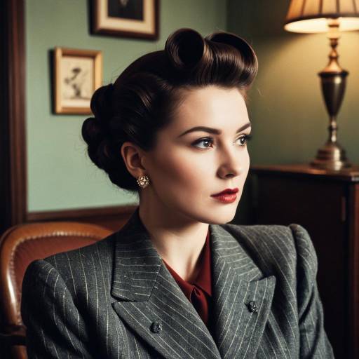 Vintage 1940s Woman with Updo Hairstyle Vintage 1940s Woman with Updo Hairstyle