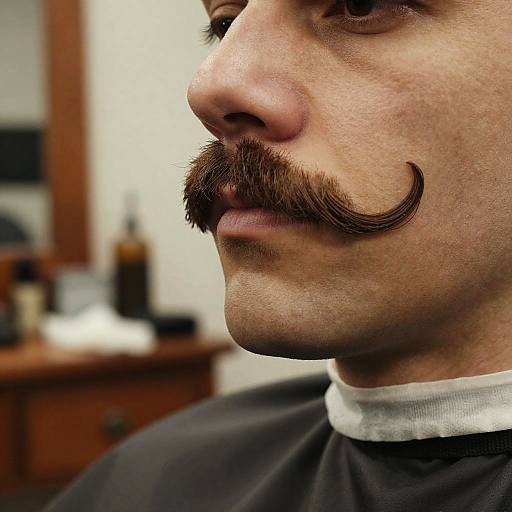 Vintage Handlebar Mustache Grooming Close-Up