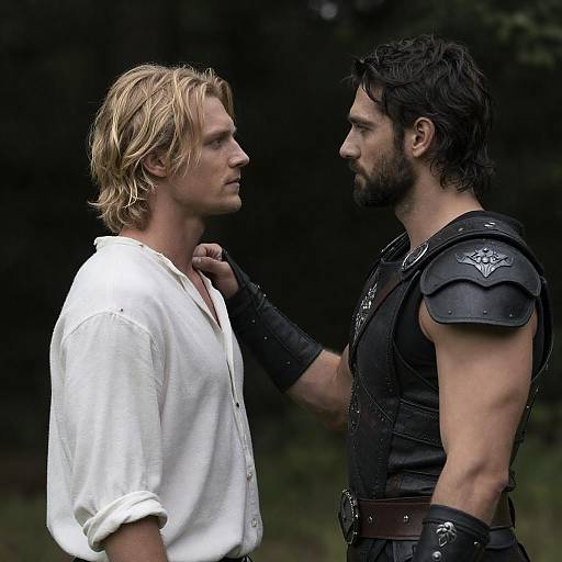 Forest Standoff: Armored Man and Blond