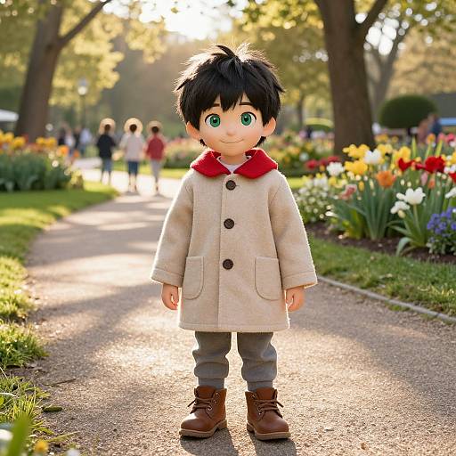 Cheerful Boy in Sunny Park