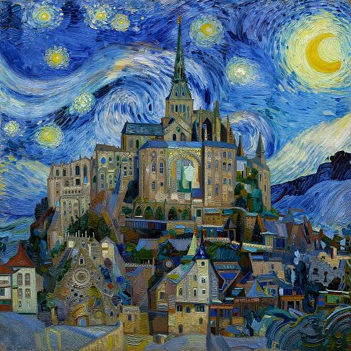Van Gogh Style Mont Saint-Michel