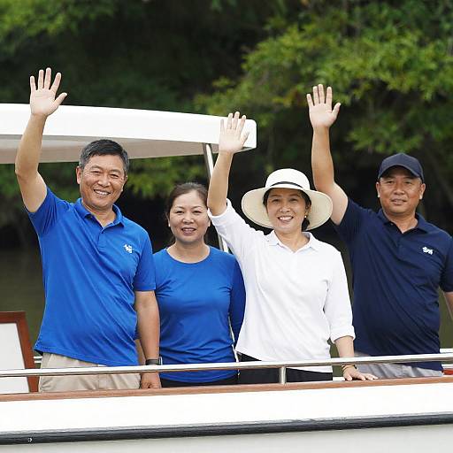Cheerful Group on a Joyful Boat Trip