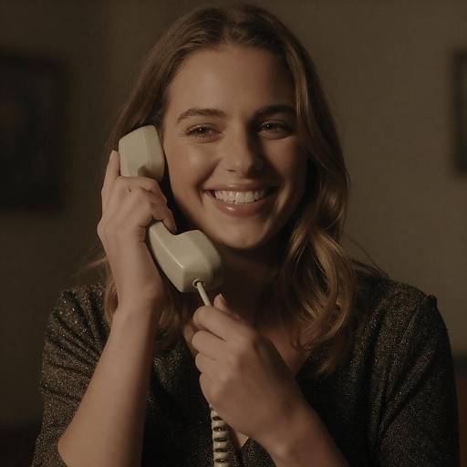 Warm Portrait: Woman with Retro Phone