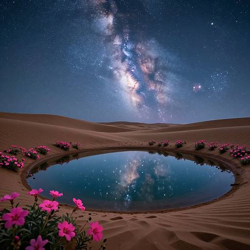 Surreal Desert Oasis Beneath Milky Way