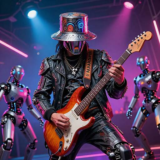 Futuristic Buckethead Musician Scene
