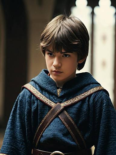 Renaissance Squire Boy in Blue Robe