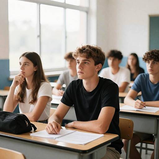 Focused High School Students in Classroom