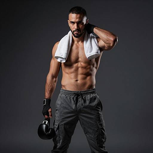 Fit Mixed-Heritage Man in Low-Key Portrait