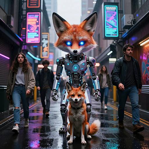 Neon Cyborg Fennec Alley Street Art