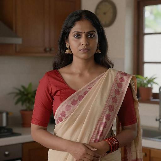 Serious Woman in Traditional Attire