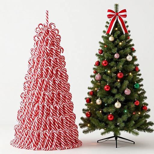 Festive Candy Cane and Pine Trees