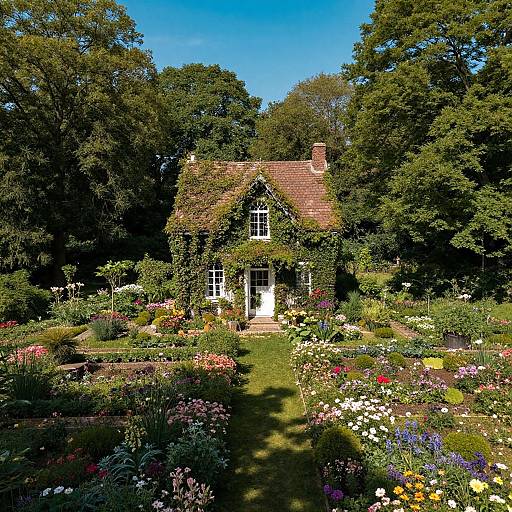 Surreal Overgrown Garden with House
