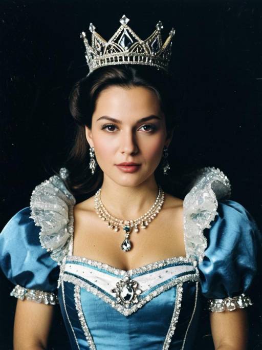Woman in Blue Princess Costume with Crown