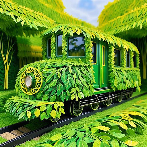 Surreal Train of Leaves and Branches Surreal Train of Leaves and Branches
