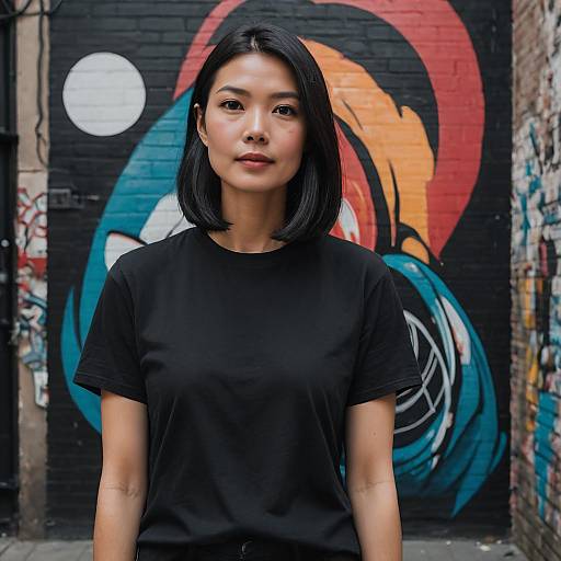 Cinematic Portrait with Vibrant Mural Background