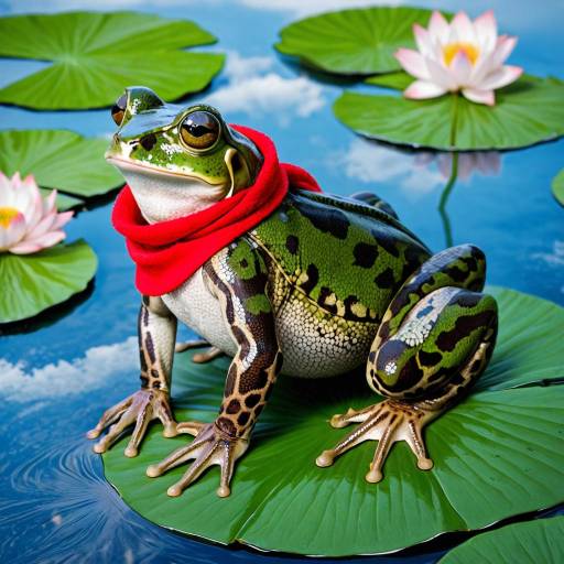 Fuzzy Frog with Scarf on Lily Pad Fuzzy Frog with Scarf on Lily Pad