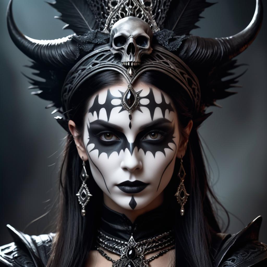 Gothic Maiden Shaman Portrait in Dark Fantasy