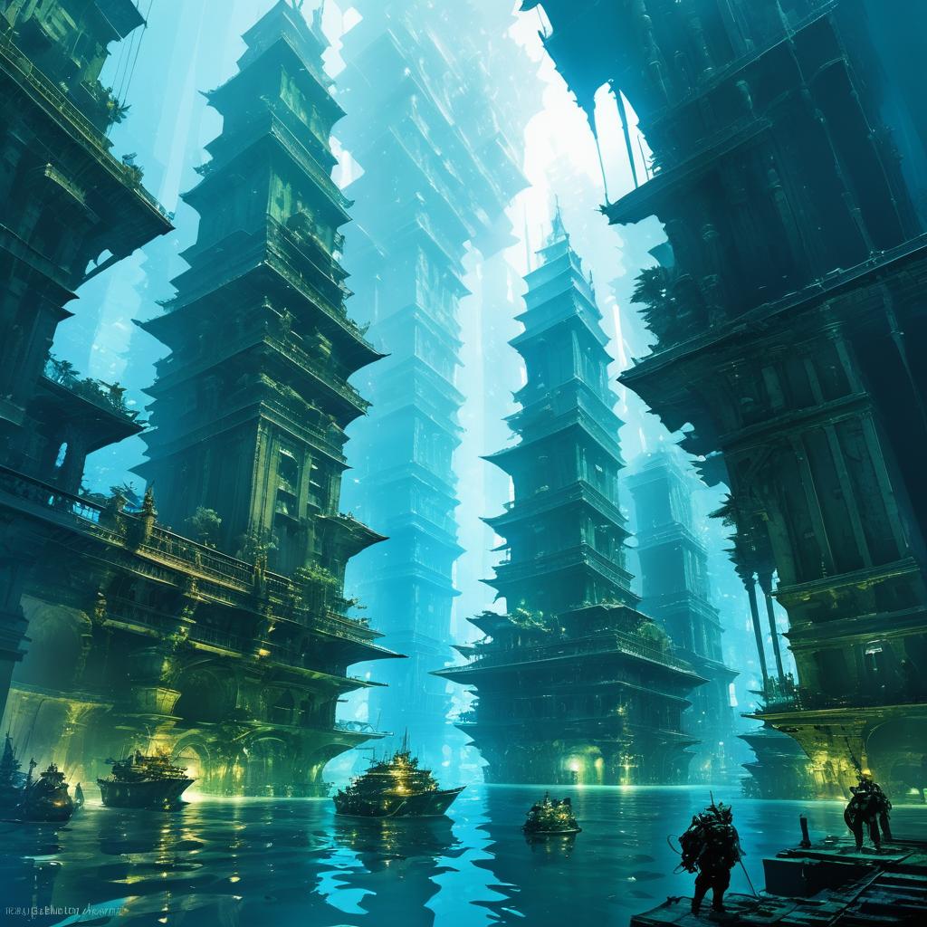 Magical Underwater City Adventure Art