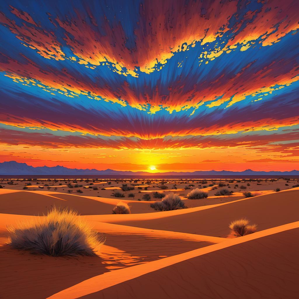 Vibrant Twilight Over Arid Dunes