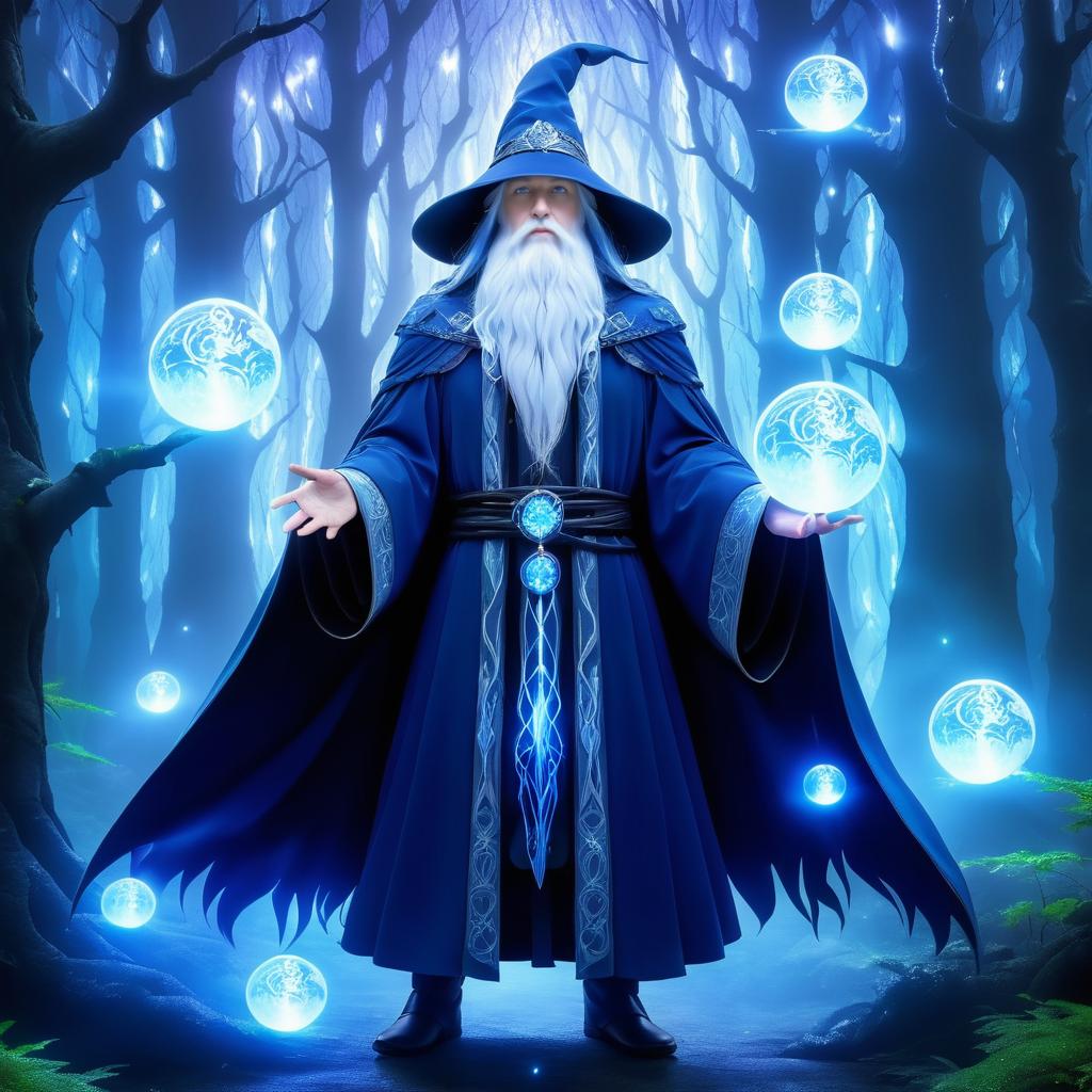 Epic Anime Wizard in Mystical Forest