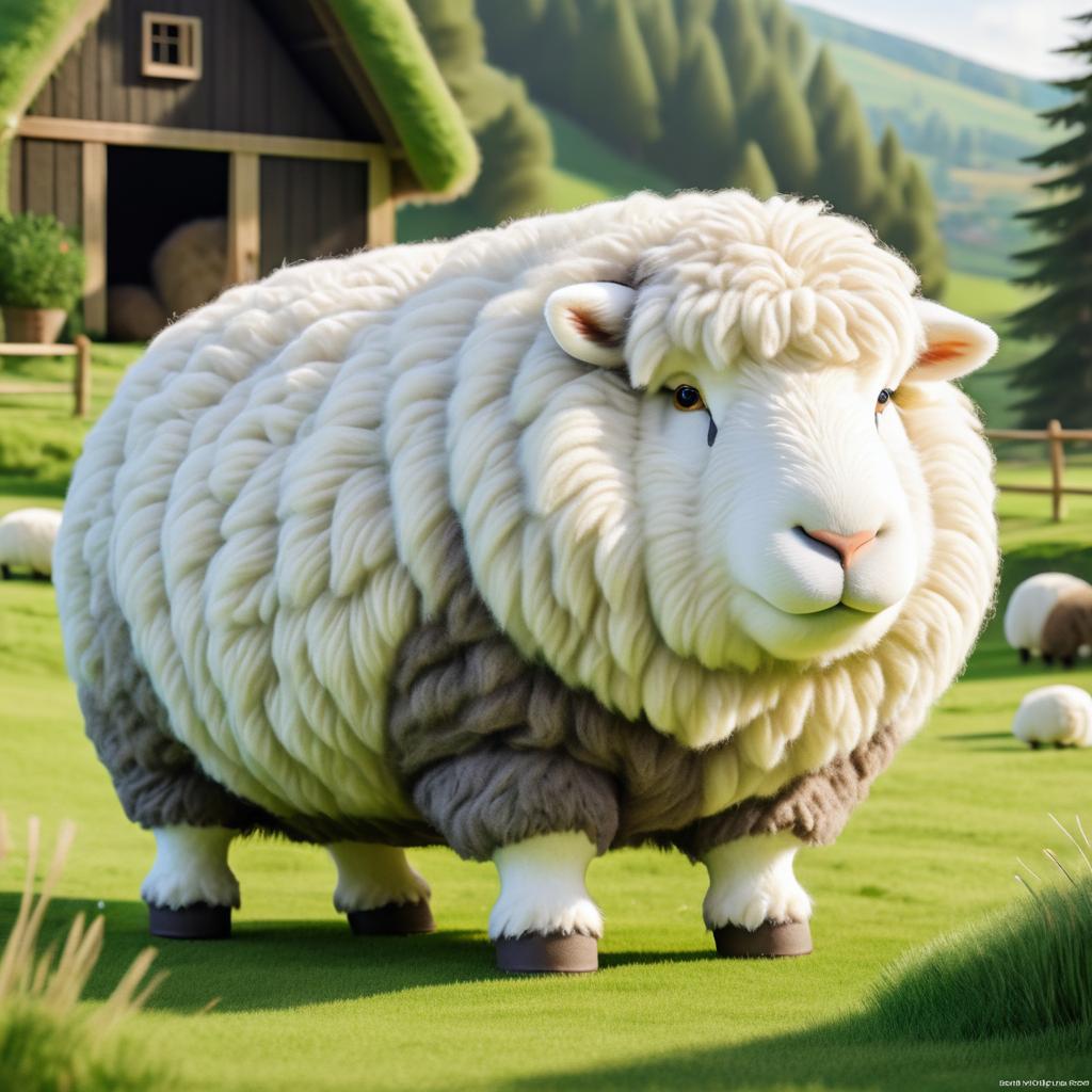 Charming Oversized Sheep Grazing Delightfully