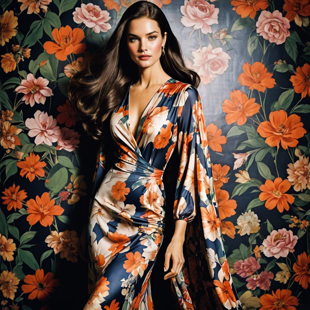 Confident Lady in Vintage Floral Dress