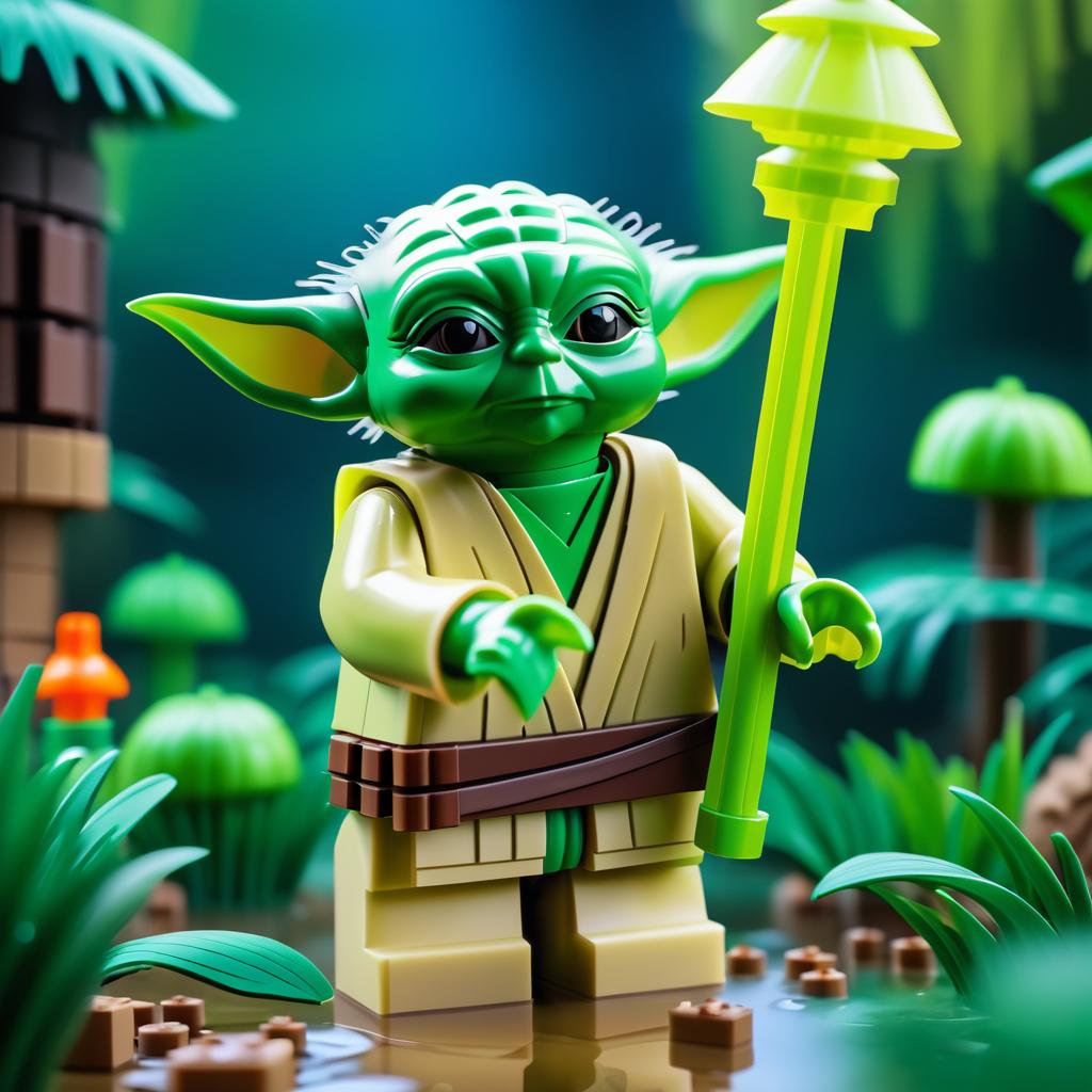 Yoda LEGO Figurine in Dagobah Scene