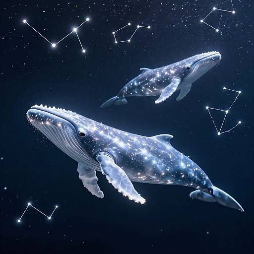 Starlit Translucent Whales in Cosmos