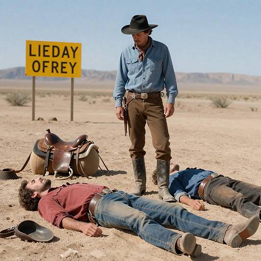 Western Scene with Unconscious Men