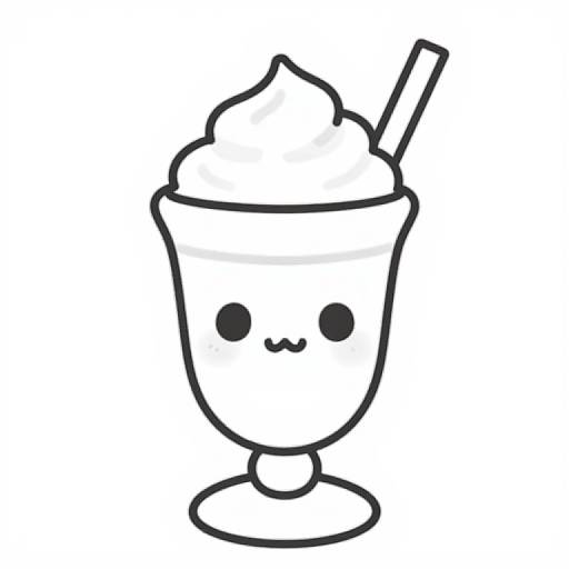 Kawaii Acoustic Milkshake Coloring Page