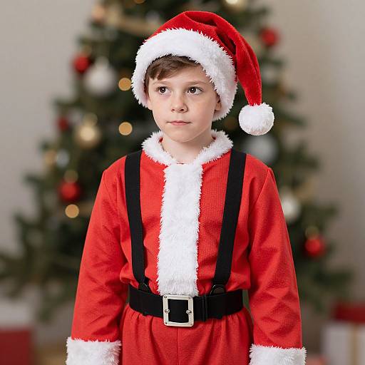 Christmas Santa Suit Wearing Boy
