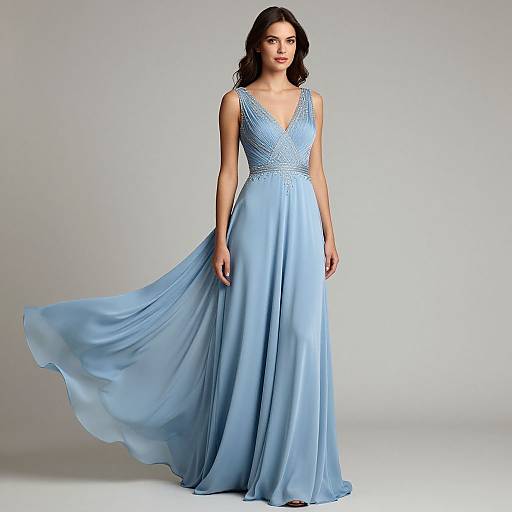 Elegant Woman in Flowing Satin Gown