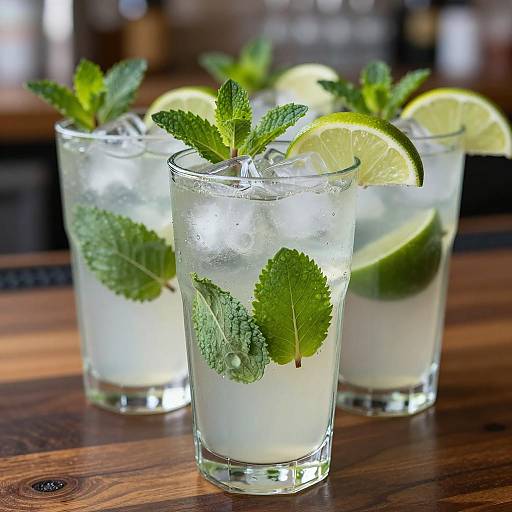Refreshing Mojito Drinks on Dark Bar