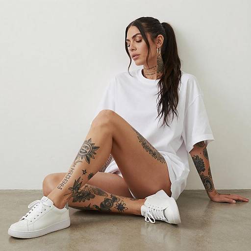 Tattooed Woman Relaxing Indoors