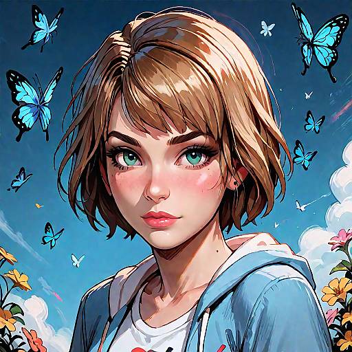 Max Caulfield with Blue Butterfly Portrait