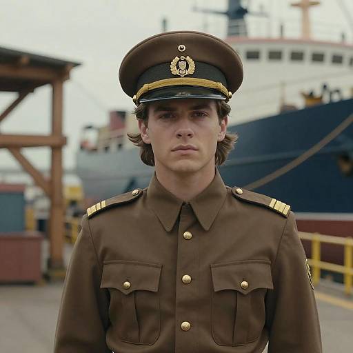 Young Male Ship Captain Portrait in Uniform