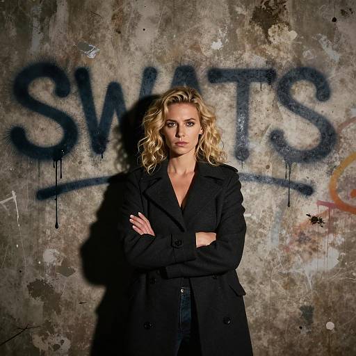 Blonde Woman Against Graffiti Wall