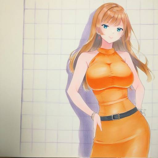 Anime Girl in Orange Halterneck Dress