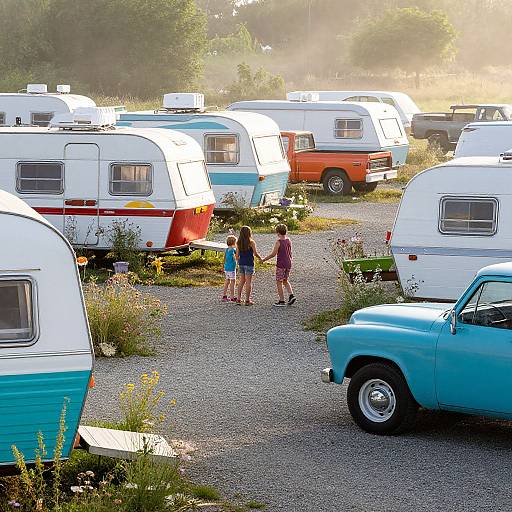 Retro Trailer Park Morning Scene